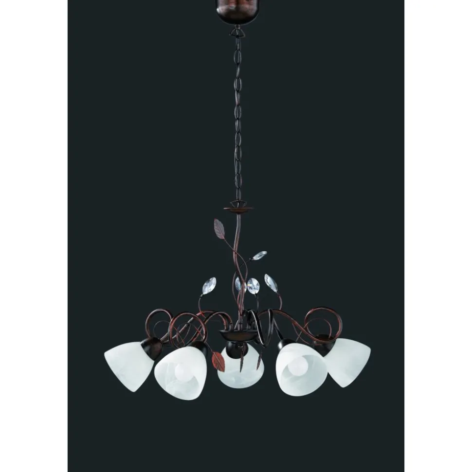 Suspension Trio-Leuchten Traditio Brun Fonce, Rouille, 5 Lumieres