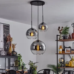 Suspension Verre 20 Cm, 25 Cm, 30Cm Koyoto Clair, Fume, 3 Lumieres