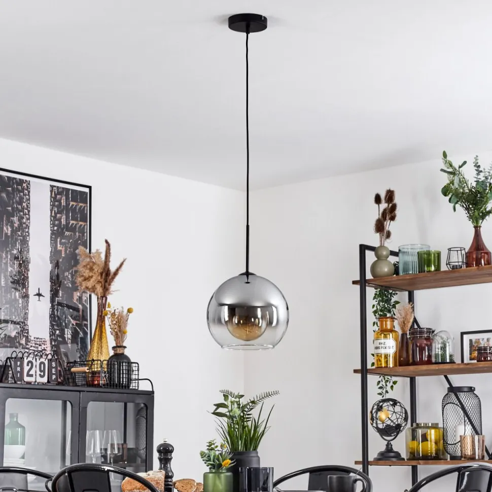 Suspension Verre 25 Cm Koyoto Clair, Fume, 1 Lumiere