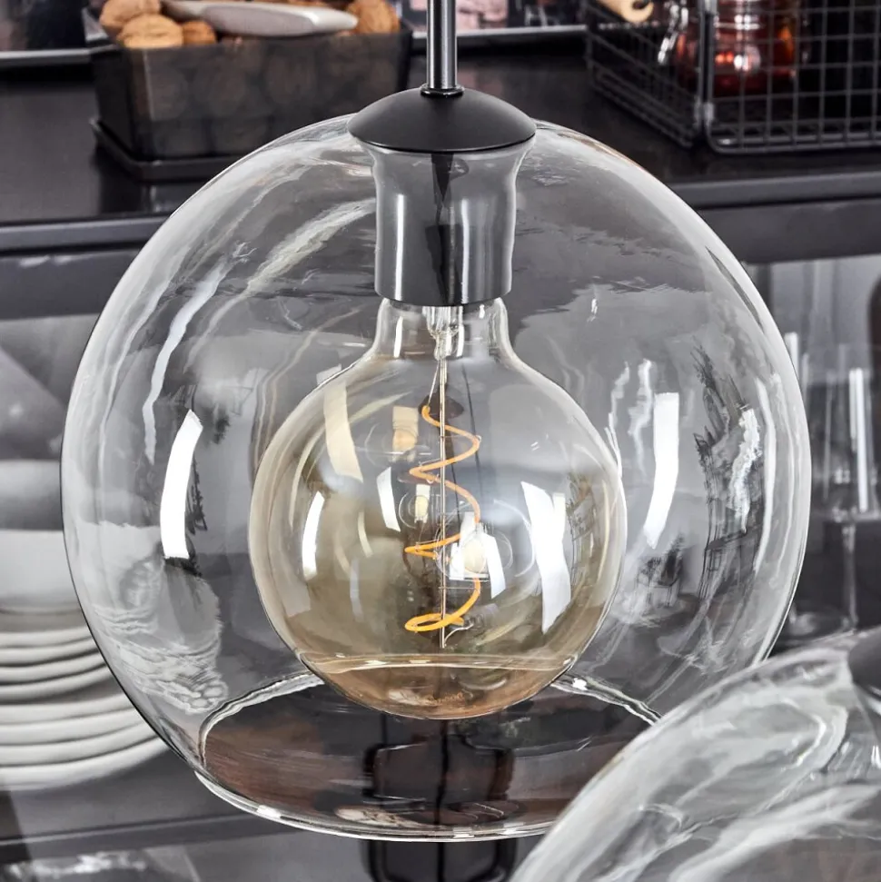Suspension Verre 25 Cm Koyoto Clair, 2 Lumieres