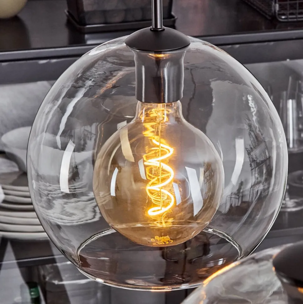 Suspension Verre 25 Cm Koyoto Clair, 2 Lumieres