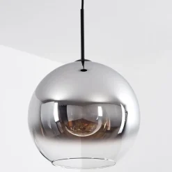 Suspension Verre 30 Cm Koyoto Chrome, Clair, Fume, 1 Lumiere