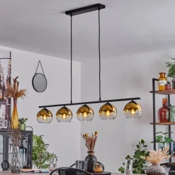 Suspension Verre 15 Cm Koyoto Or, 5 Lumieres