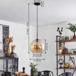 Suspension Verre 30 Cm Koyoto Ambre, 1 Lumiere