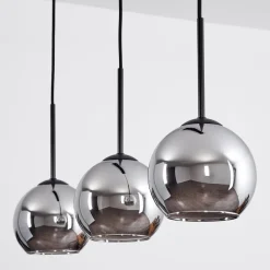 Suspension Verre 15 Cm Koyoto Chrome, Fume, 3 Lumieres