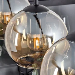 Suspension Verre 15 Cm Koyoto Ambre, 4 Lumieres