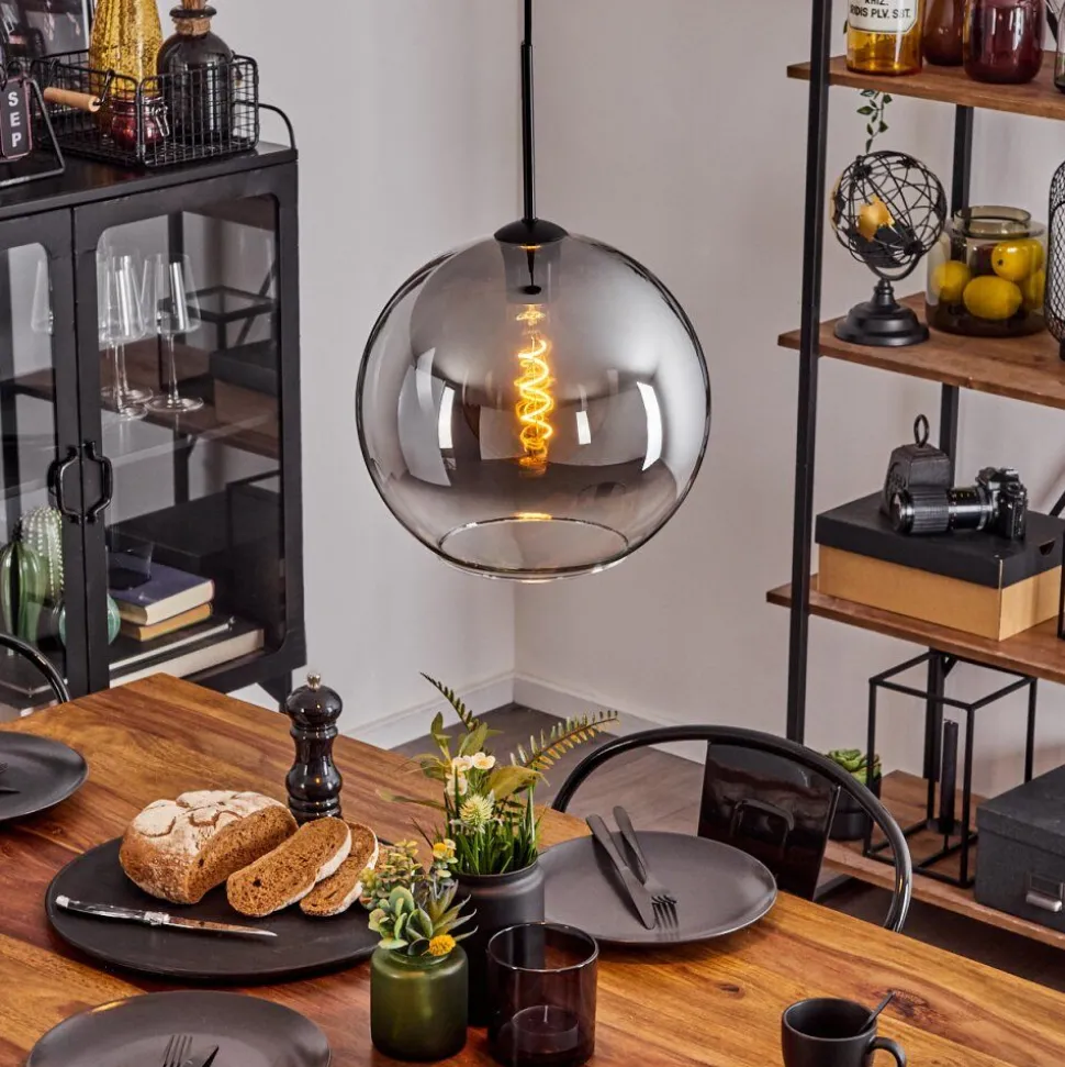 Suspension Verre 30 Cm Koyoto Clair, Fume, 1 Lumiere