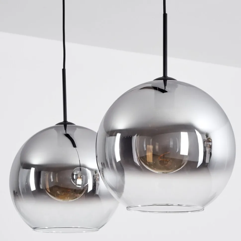 Suspension Verre 30 Cm Koyoto Clair, Fume, 2 Lumieres