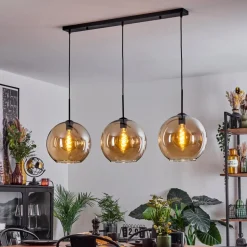 Suspension Verre 30 Cm Koyoto Ambre, 3 Lumieres