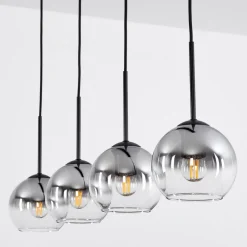 Suspension Verre 15 Cm Koyoto Clair, Fume, 4 Lumieres