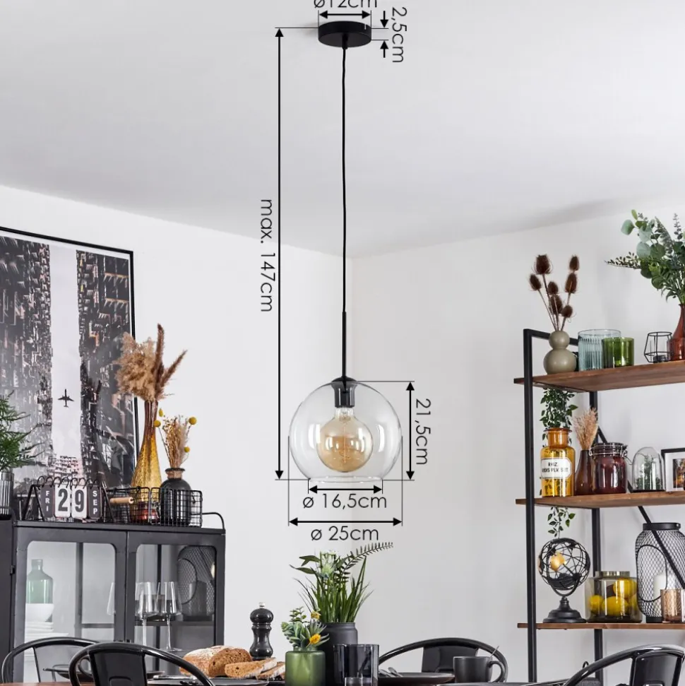 Suspension Verre 25 Cm Koyoto Clair, 1 Lumiere