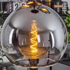 Suspension Verre 25 Cm Koyoto Clair, Fume, 3 Lumieres