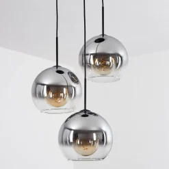 Suspension Verre 25 Cm Koyoto Clair, Fume, 3 Lumieres