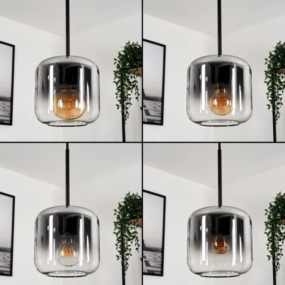 Suspension Verre 15 Cm Lauden Clair, Fume, 1 Lumiere