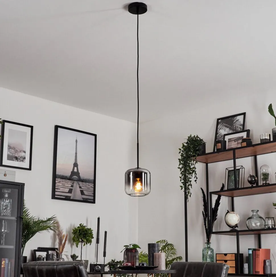 Suspension Verre 15 Cm Lauden Clair, Fume, 1 Lumiere