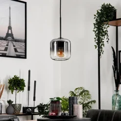 Suspension Verre 15 Cm Lauden Clair, Fume, 1 Lumiere