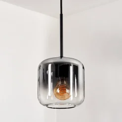 Suspension Verre 15 Cm Lauden Clair, Fume, 1 Lumiere