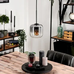 Suspension Verre 15 Cm Lauden Clair, Fume, 1 Lumiere