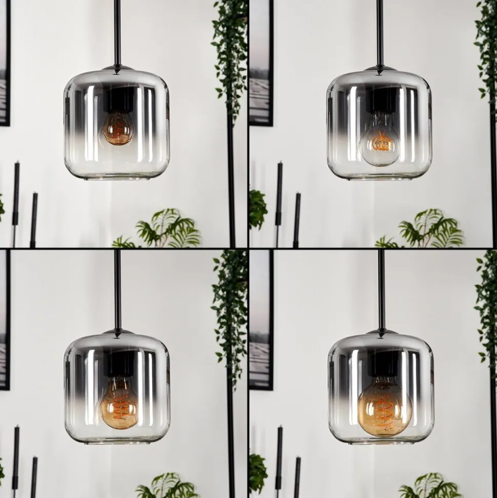 Suspension Verre 15 Cm Lauden Clair, Fume, 3 Lumieres