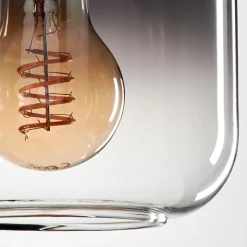 Suspension Verre 15 Cm Lauden Clair, Fume, 3 Lumieres