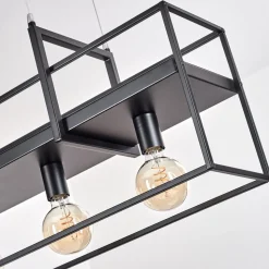 Suspension Victorine Chrome, Noir, 4 Lumieres