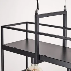 Suspension Victorine Chrome, Noir, 4 Lumieres