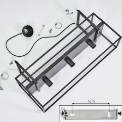 Suspension Victorine Chrome, Noir, 3 Lumieres