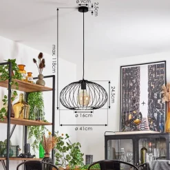 Suspension Vna Noir, 1 Lumiere
