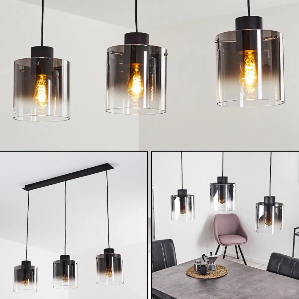Suspension Wichit Noir, 3 Lumieres