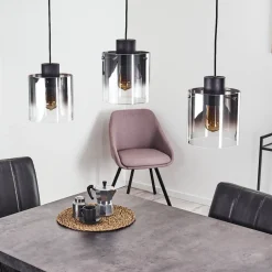 Suspension Wichit Noir, 3 Lumieres