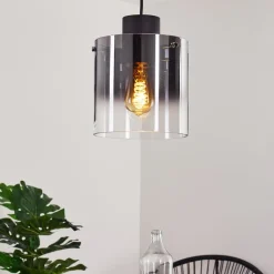 Suspension Wichita Fumee, Noir, 1 Lumiere