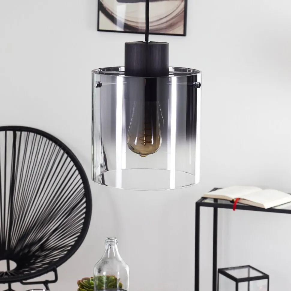 Suspension Wichita Fumee, Noir, 1 Lumiere