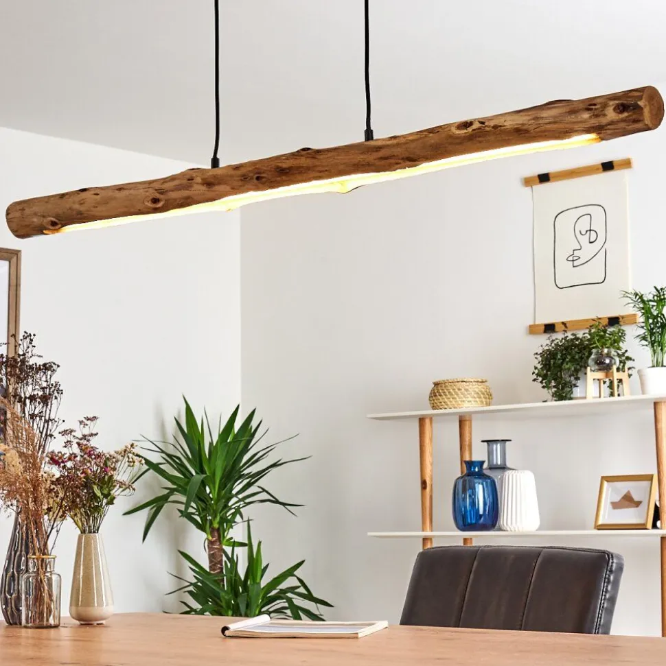 Suspension Winterthur Led Bois Clair, Noir, 1 Lumiere