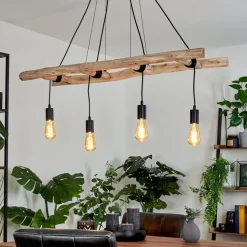 Suspension Yaak Brun, Noir, 4 Lumieres