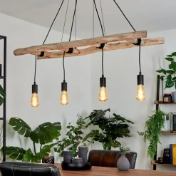 Suspension Yaak Brun, Noir, 4 Lumieres