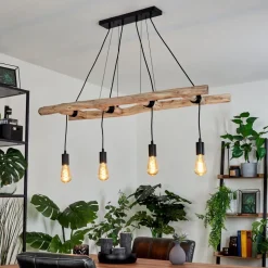 Suspension Yaak Brun, Noir, 4 Lumieres