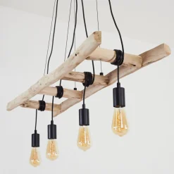 Suspension Yaak Brun, Noir, 4 Lumieres