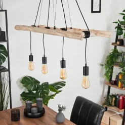 Suspension Yaak Brun, Noir, 4 Lumieres