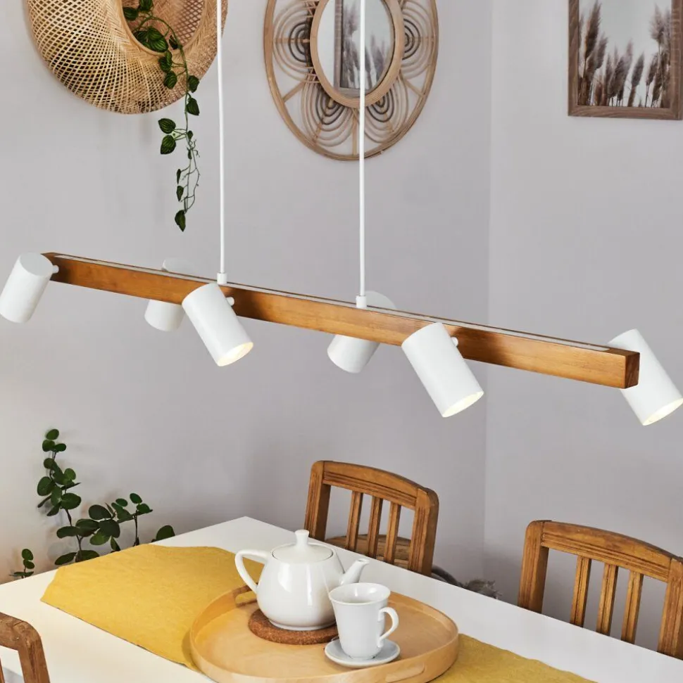 Suspension Zuoz Ecru, Blanc, 6 Lumieres
