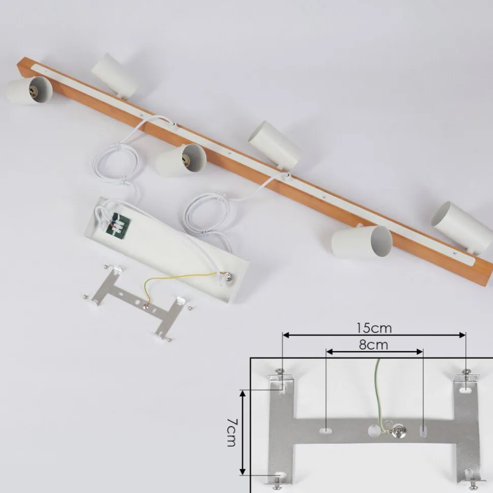 Suspension Zuoz Ecru, Blanc, 6 Lumieres