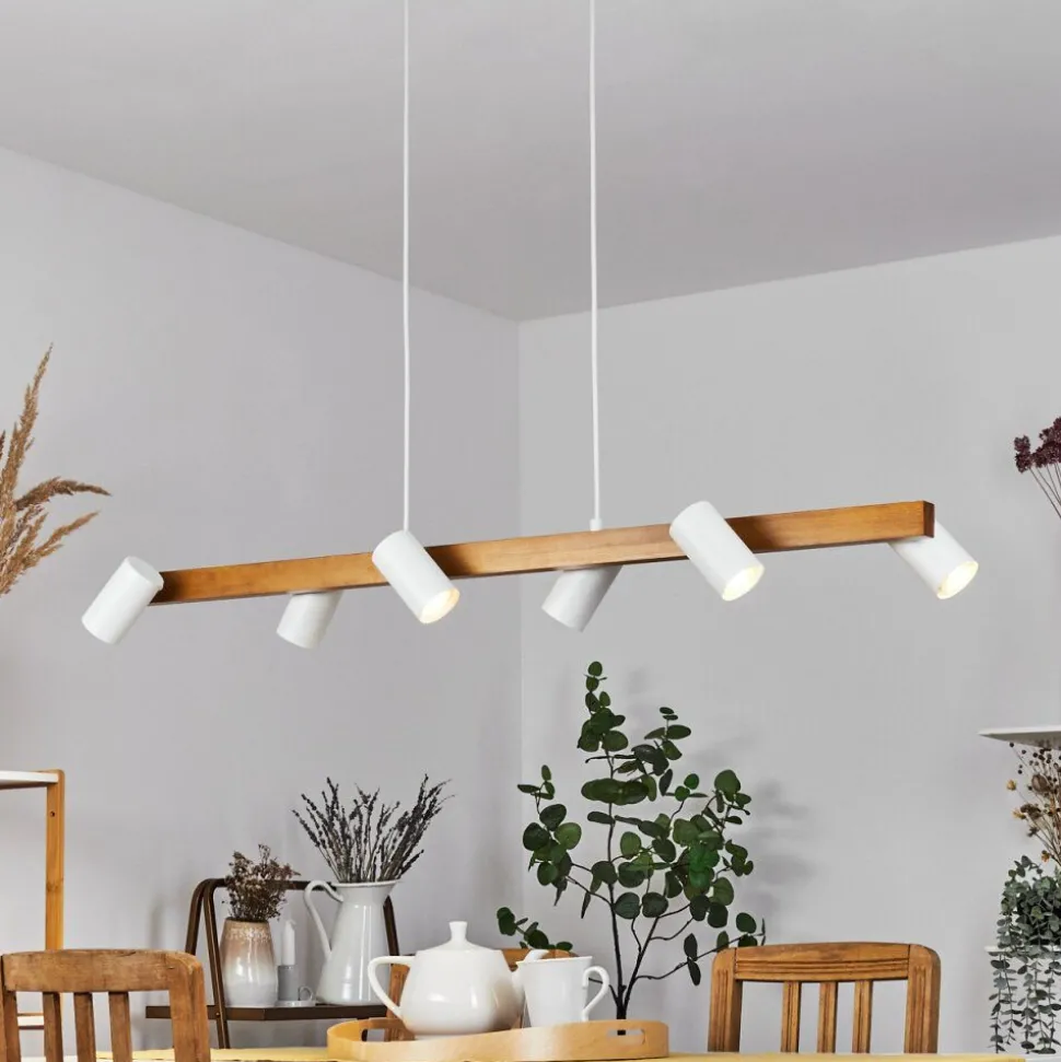 Suspension Zuoz Ecru, Blanc, 6 Lumieres