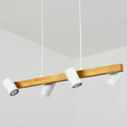 Suspension Zuoz Ecru, Blanc, 4 Lumieres