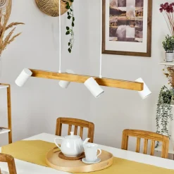 Suspension Zuoz Ecru, Blanc, 4 Lumieres