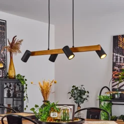 Suspension Zuoz Ecru, Noir, 4 Lumieres