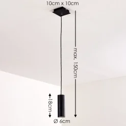 Suspension Zuoz Noir, 1 Lumiere