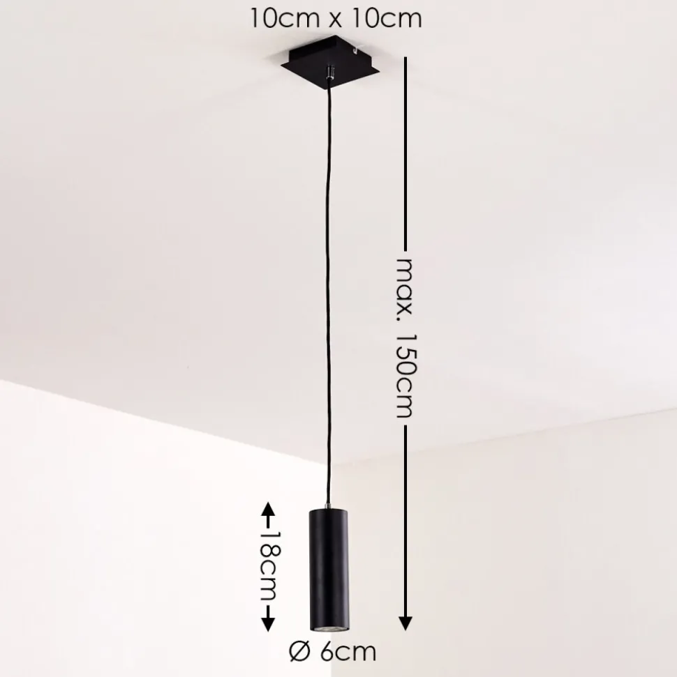 Suspension Zuoz Noir, 1 Lumiere