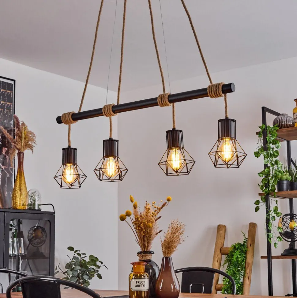 Suspensionbardhaman Ecru, Noir, 4 Lumieres