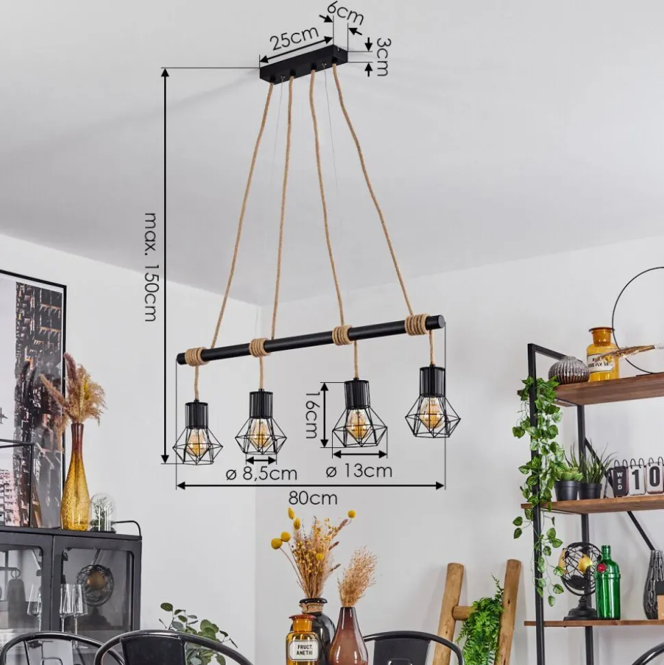 Suspensionbardhaman Ecru, Noir, 4 Lumieres