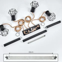Suspensionbardhaman Ecru, Noir, 4 Lumieres