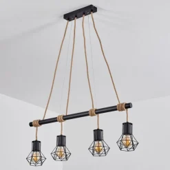 Suspensionbardhaman Ecru, Noir, 4 Lumieres